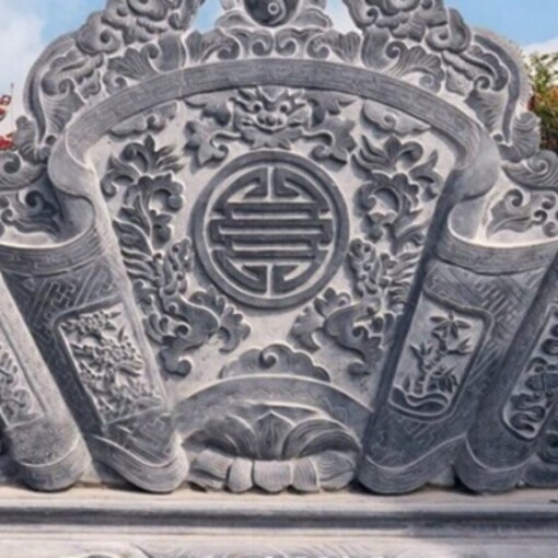 Cuốn thư đá lăng mộ, nhà thờ họ ở Lai Châu bằng Đá xanh tự nhiên Nguyên khối rẻ đẹp