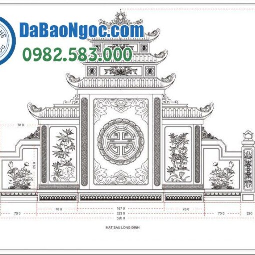 Cuốn thư đá lăng mộ, nhà thờ họ ở Tiền Giang bằng Đá xanh Nguyên khối Ninh Bình rẻ đẹp
