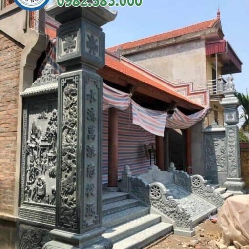 Cuốn thư đá lăng mộ, nhà thờ họ ở Quảng Trị bằng Đá xanh nguyên khối rẻ đẹp