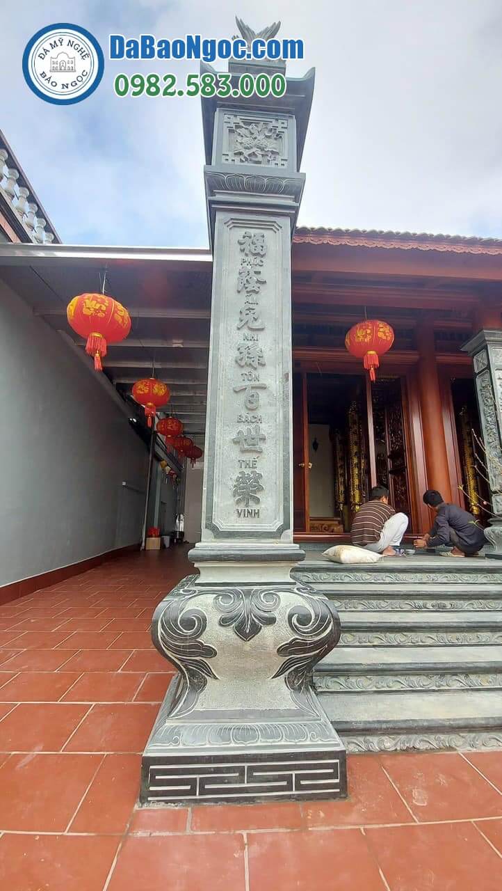 Cột đá ở Tuyên Quang bằng Đá xanh tự nhiên Nguyên khối rẻ đẹp