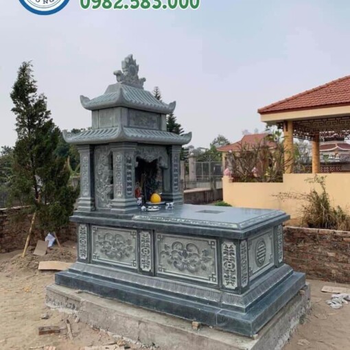 Mẫu mộ đá 2 mái đẹp do Đá mỹ nghệ Bảo Ngọc chế tác và thi công tại Vĩnh Phúc