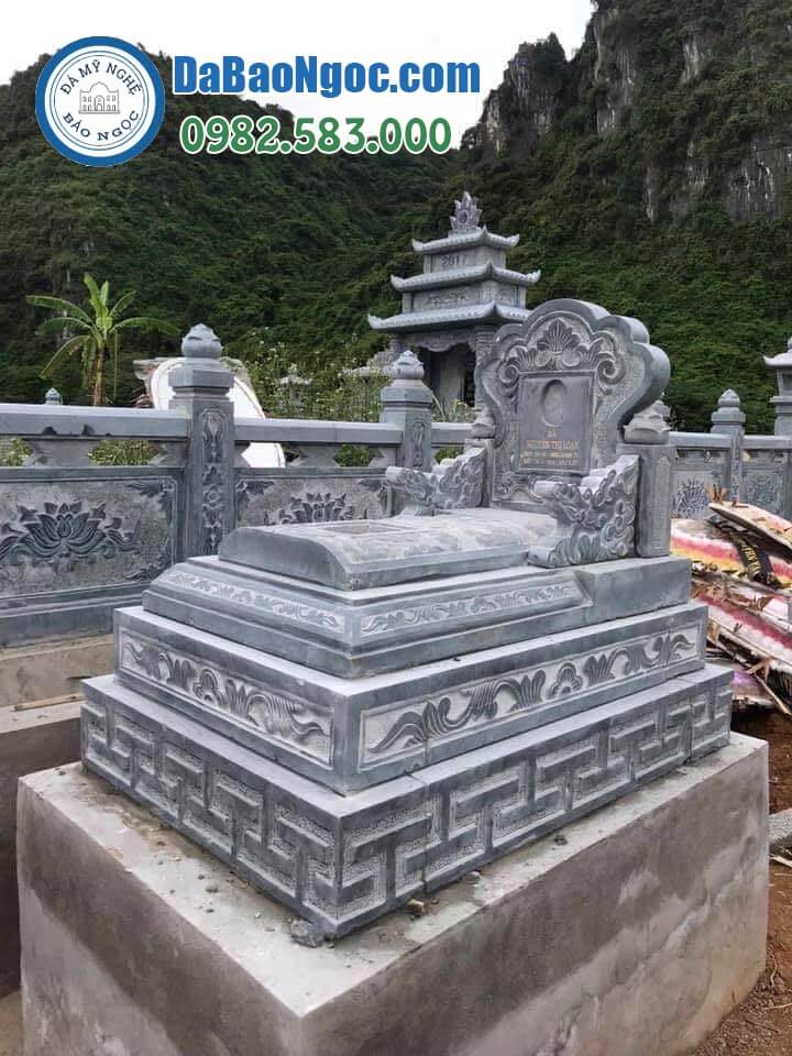 Mẫu mộ đá tam sơn tự ngai bằng đá xanh Ninh Bình