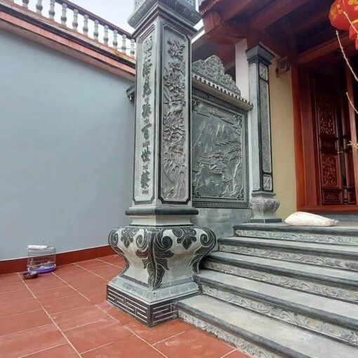 Chiếu rồng nhà thờ họ ở Thái Bình bằng Đá xanh nguyên khối rẻ đẹp
