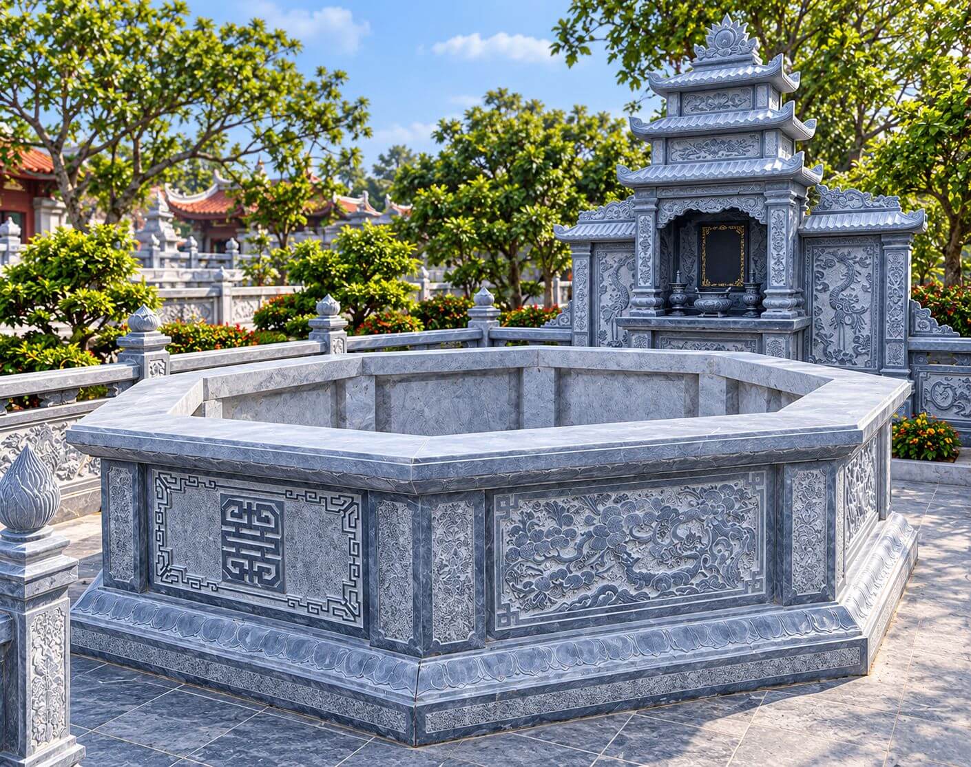 Mộ đá lục giác làm do Đá mỹ Nghệ Bảo ngọc làm ở Thái Bình Mộ đá lục giác làm do Đá mỹ Nghệ Bảo ngọc làm ở Thái Bình