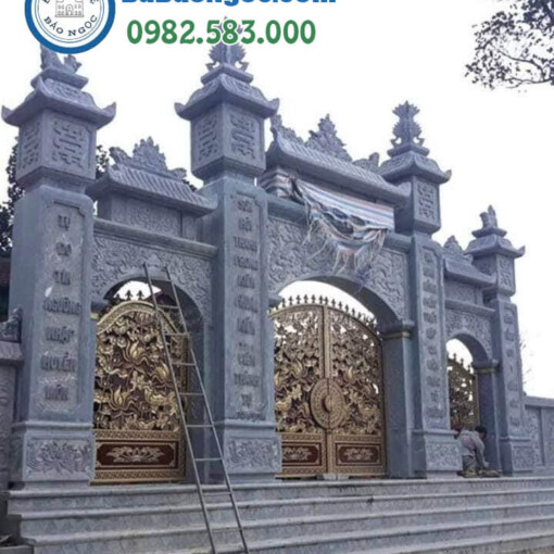 cổng đá tam quan nhà thờ họ làm bằng đá xanh tự nhiên Ninh Bình