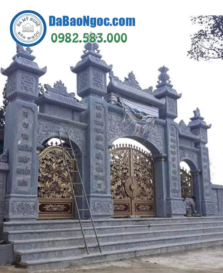 cổng đá tam quan nhà thờ họ làm bằng đá xanh tự nhiên Ninh Bình
